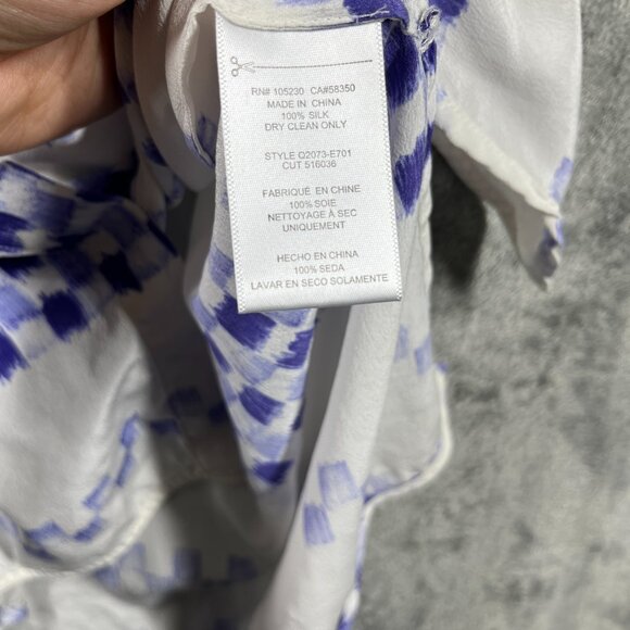 Equipment Femme Sleeveless Tank X-Small 💯 Silk Blouse White Purple Milla Print - Picture 4 of 7